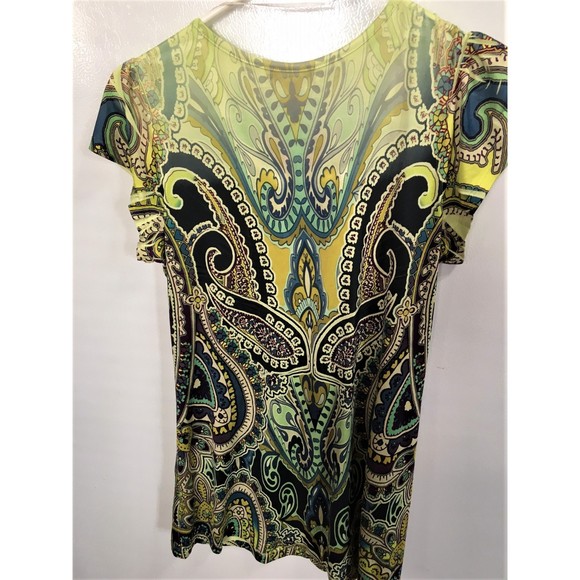 Live and Let Live Green Paisley Short Sleeve Women's SZ Small Top - Picture 2 of 10